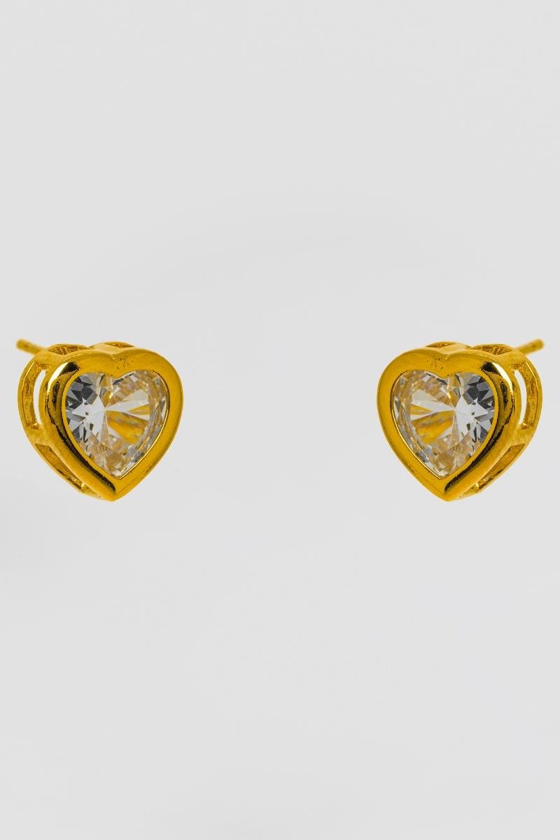 BRINCO CORAÇÃO PONTO DE LUZ 10MM CRAVAÇÃO INGLESA OURO