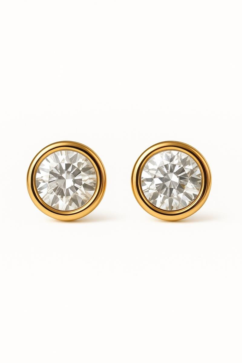 BRINCO PONTO DE LUZ ZIRCÔNIA CRAVAÇÃO INGLÊSA 10MM OURO