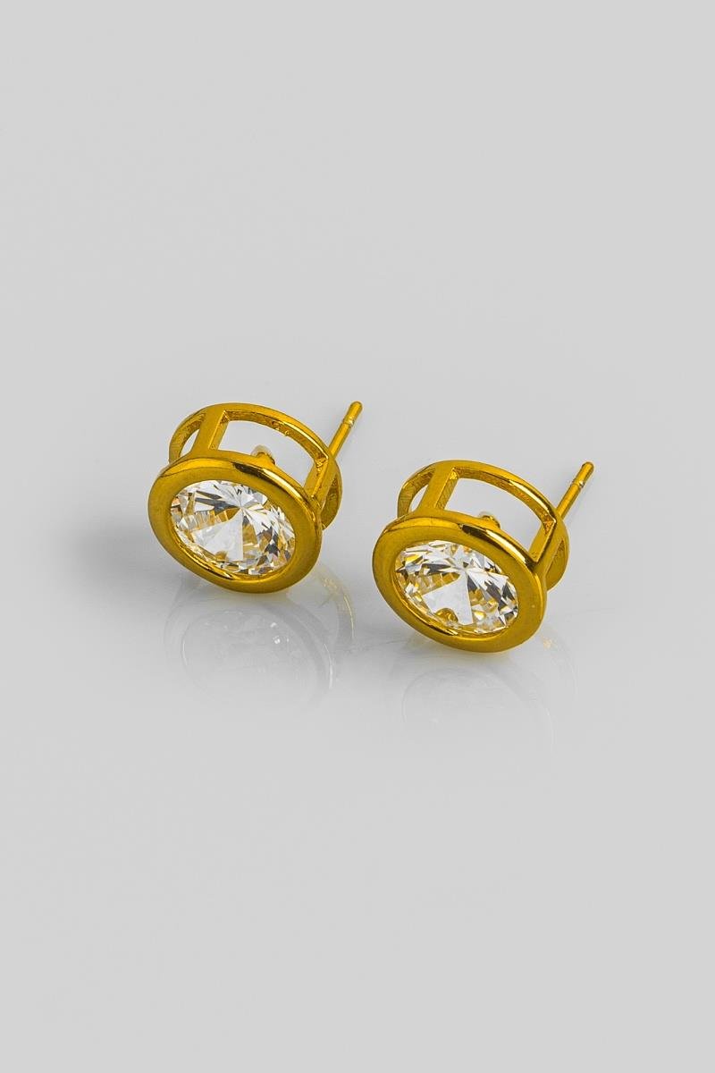 BRINCO PONTO DE LUZ ZIRCÔNIA CRAVAÇÃO INGLÊSA 10MM OURO