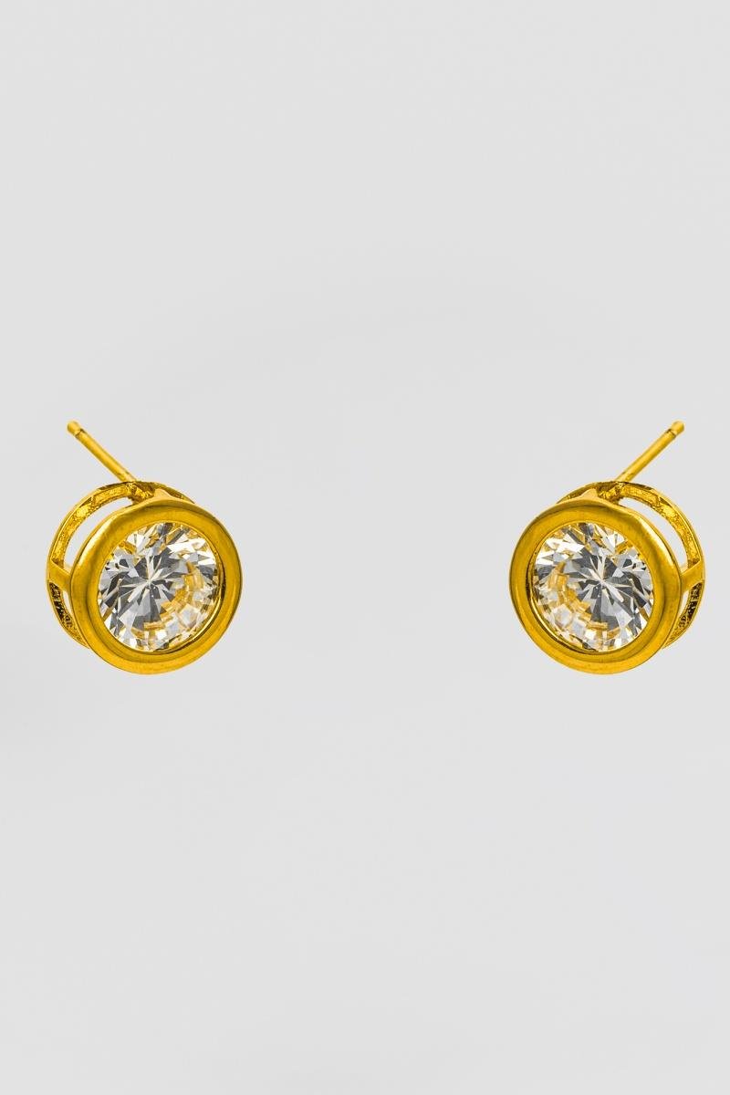 BRINCO PONTO DE LUZ ZIRCÔNIA CRAVAÇÃO INGLÊSA 10MM OURO