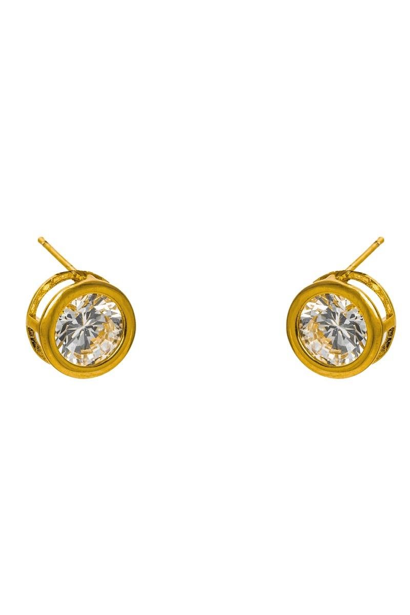 BRINCO PONTO DE LUZ ZIRCÔNIA CRAVAÇÃO INGLÊSA 10MM OURO