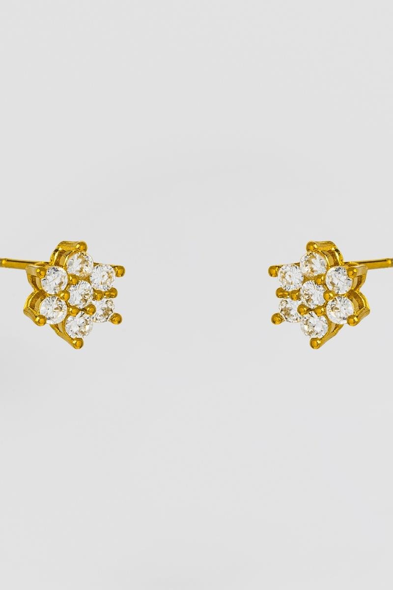 BRINCO DE FLOR COM ZIRCÔNIAS 6.5MM OURO