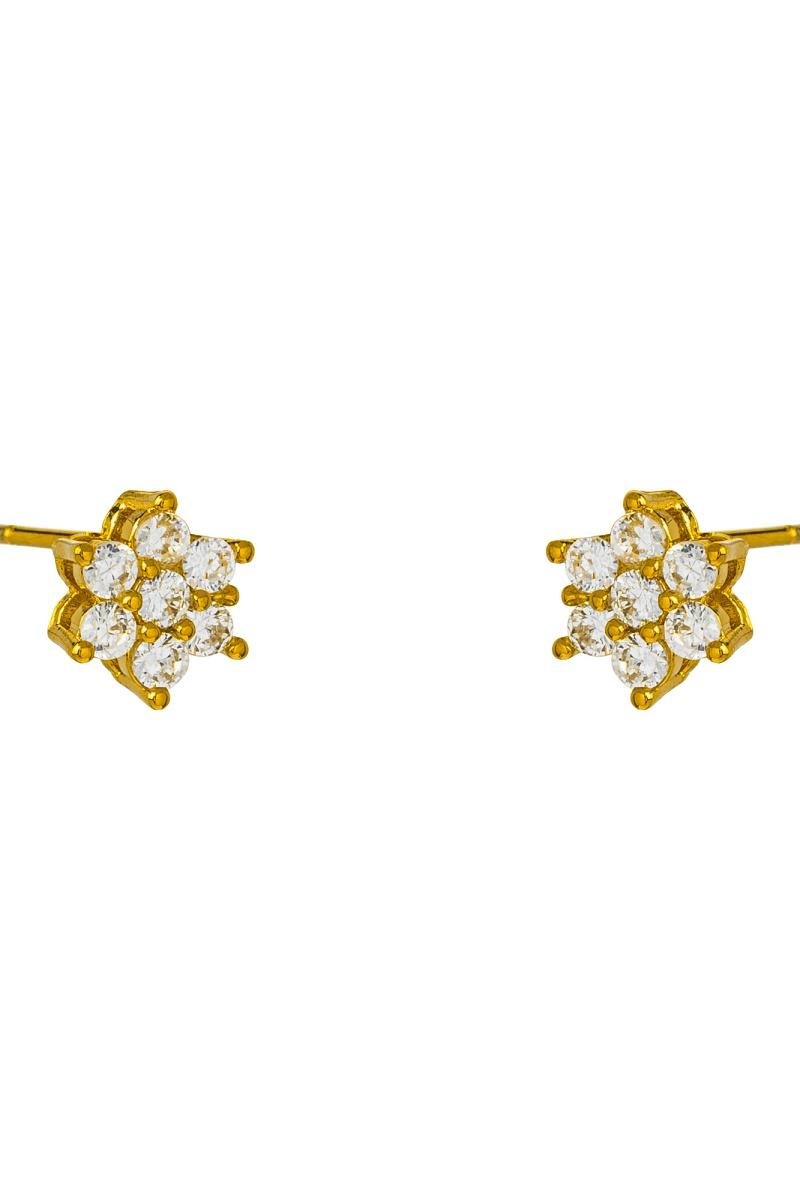 BRINCO DE FLOR COM ZIRCÔNIAS 6.5MM OURO