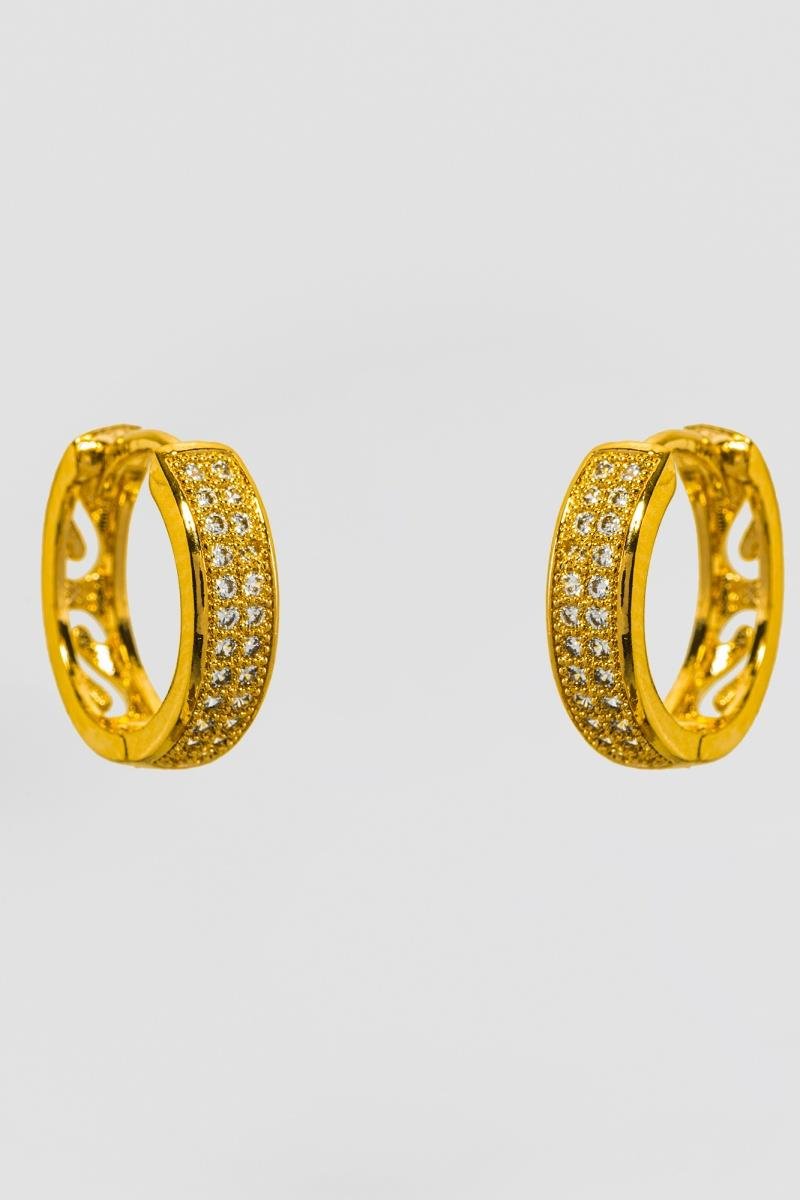 BRINCO ARGOLINHA CRAVEJADO EM ZIRCÔNIAS CLICK 14MM OURO