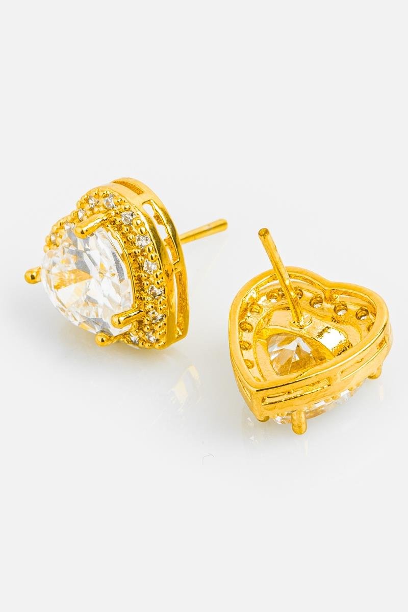 BRINCO CORAÇÃO CRAVEJADO EM ZIRCÔNIAS PONTO DE LUZ 12MM OURO