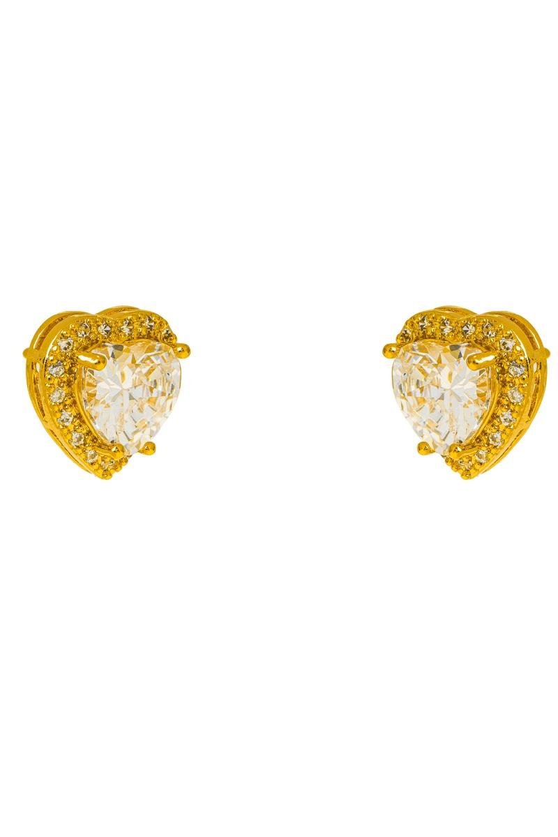 BRINCO CORAÇÃO CRAVEJADO EM ZIRCÔNIAS PONTO DE LUZ 12MM OURO