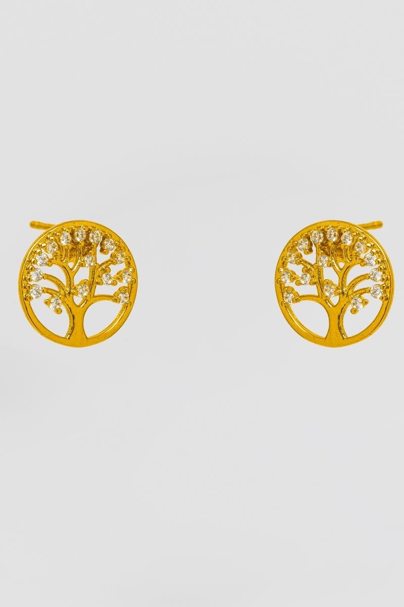 BRINCO ÁRVORE DA VIDA COM ZIRCÔNIAS 11MM OURO