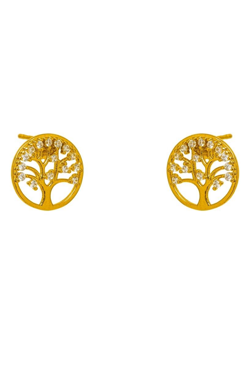 BRINCO ÁRVORE DA VIDA COM ZIRCÔNIAS 11MM OURO