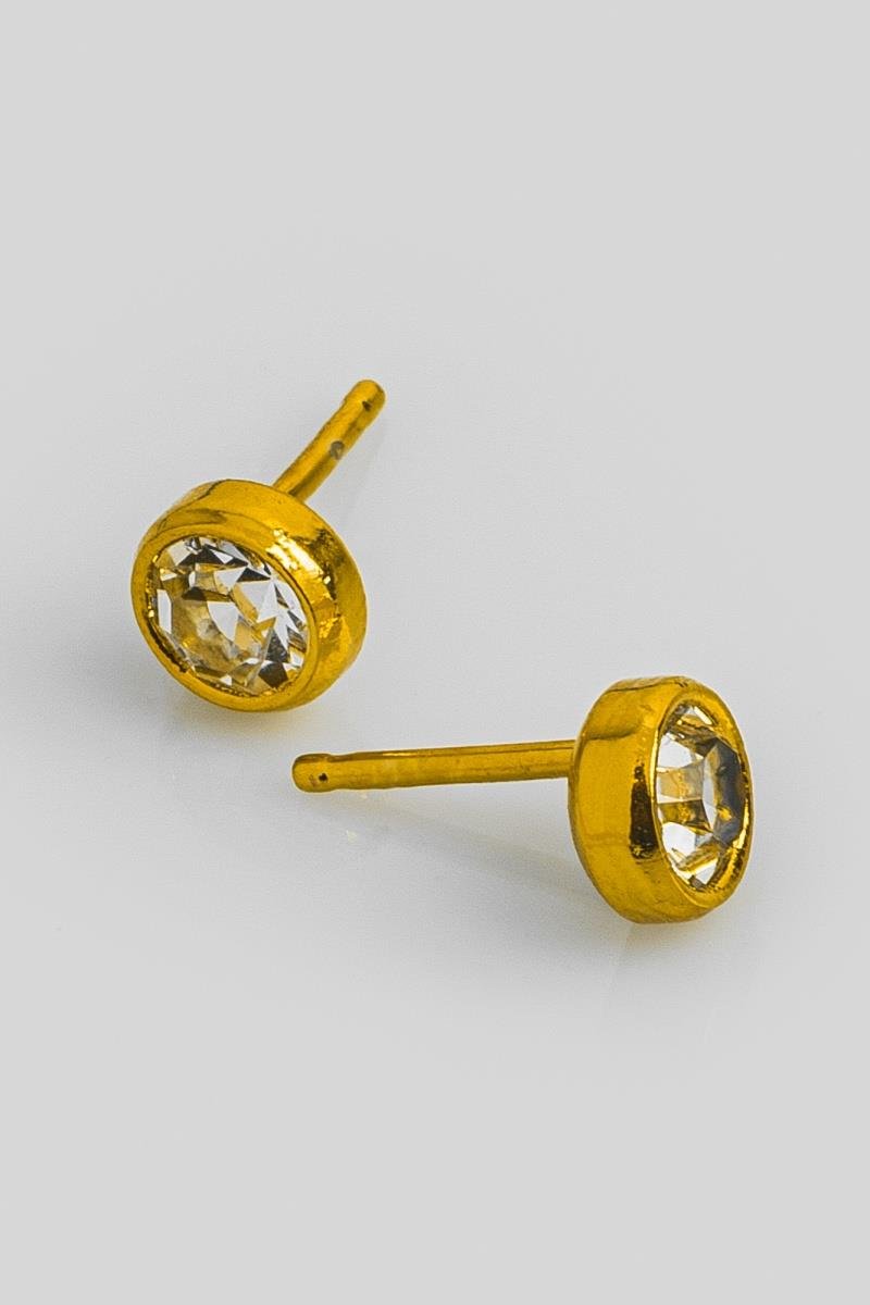 BRINCO BABY PONTO DE LUZ ZIRCÔNIA CRISTAL CRAVAÇÃO INGLESA 5MM OURO