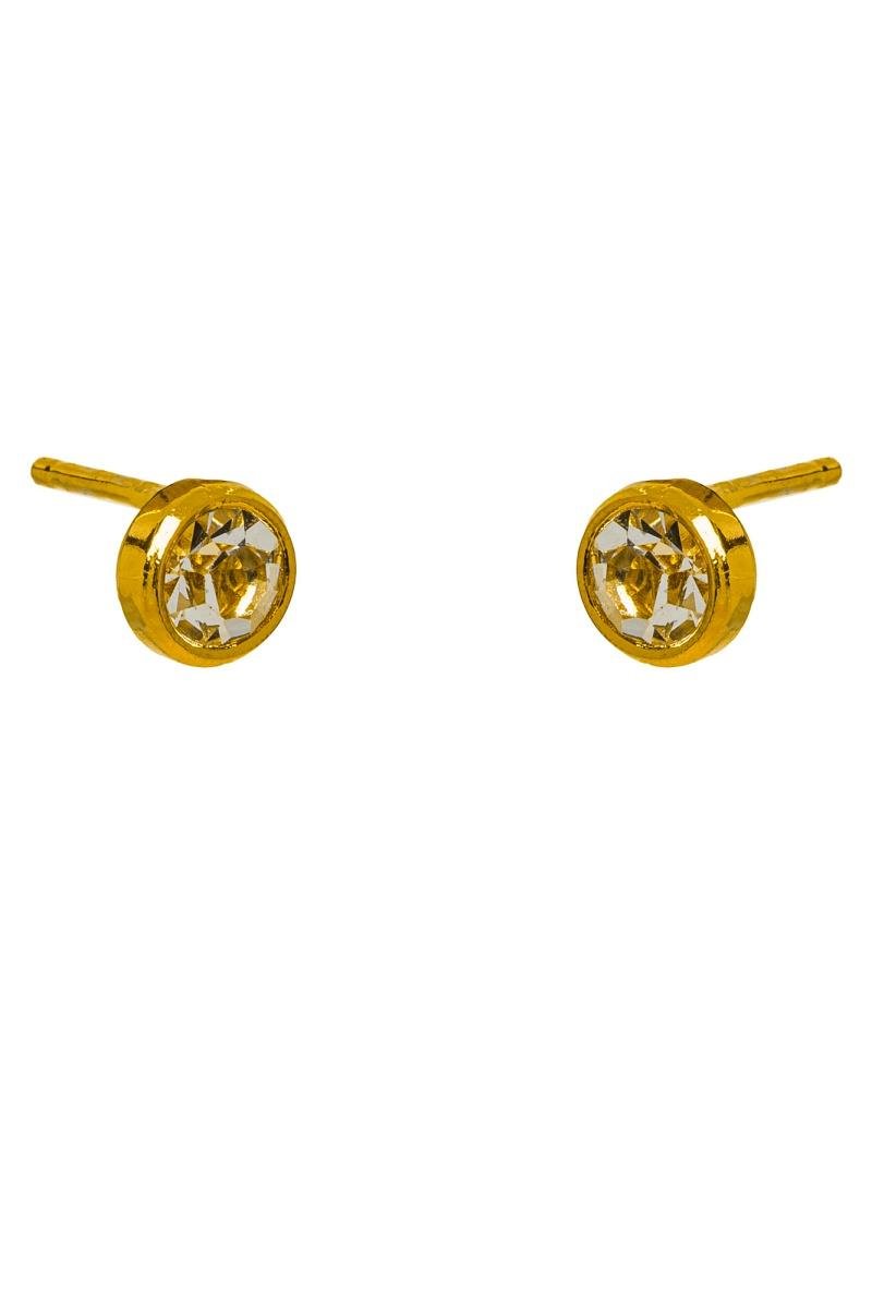 BRINCO BABY PONTO DE LUZ ZIRCÔNIA CRISTAL CRAVAÇÃO INGLESA 5MM OURO