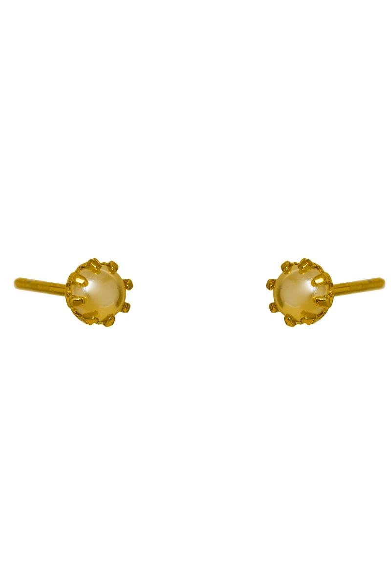 BRINCO INFANTIL 5MM PÉROLA COM OITO GARRAS OURO