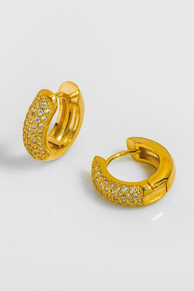BRINCO DE ARGOLA CRAVEJADO EM ZIRCÔNIAS CLICK 17MM OURO