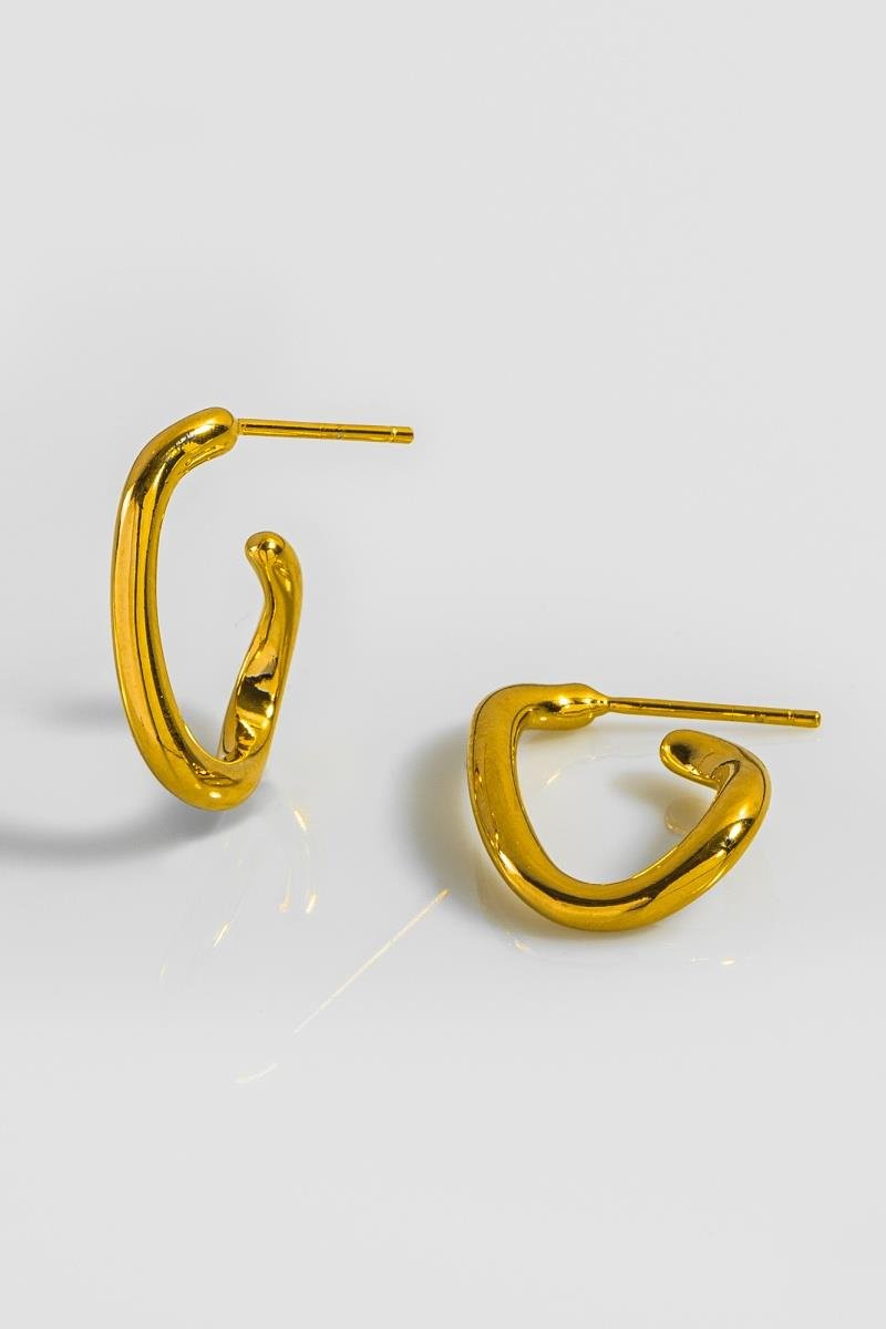 BRINCO DE ARGOLA FIO ONDULADO 18MM OURO