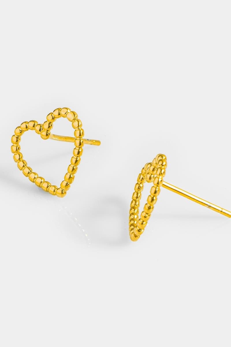 BRINCO DE CORAÇÃO BOLEADO VAZADO 12X13MM OURO