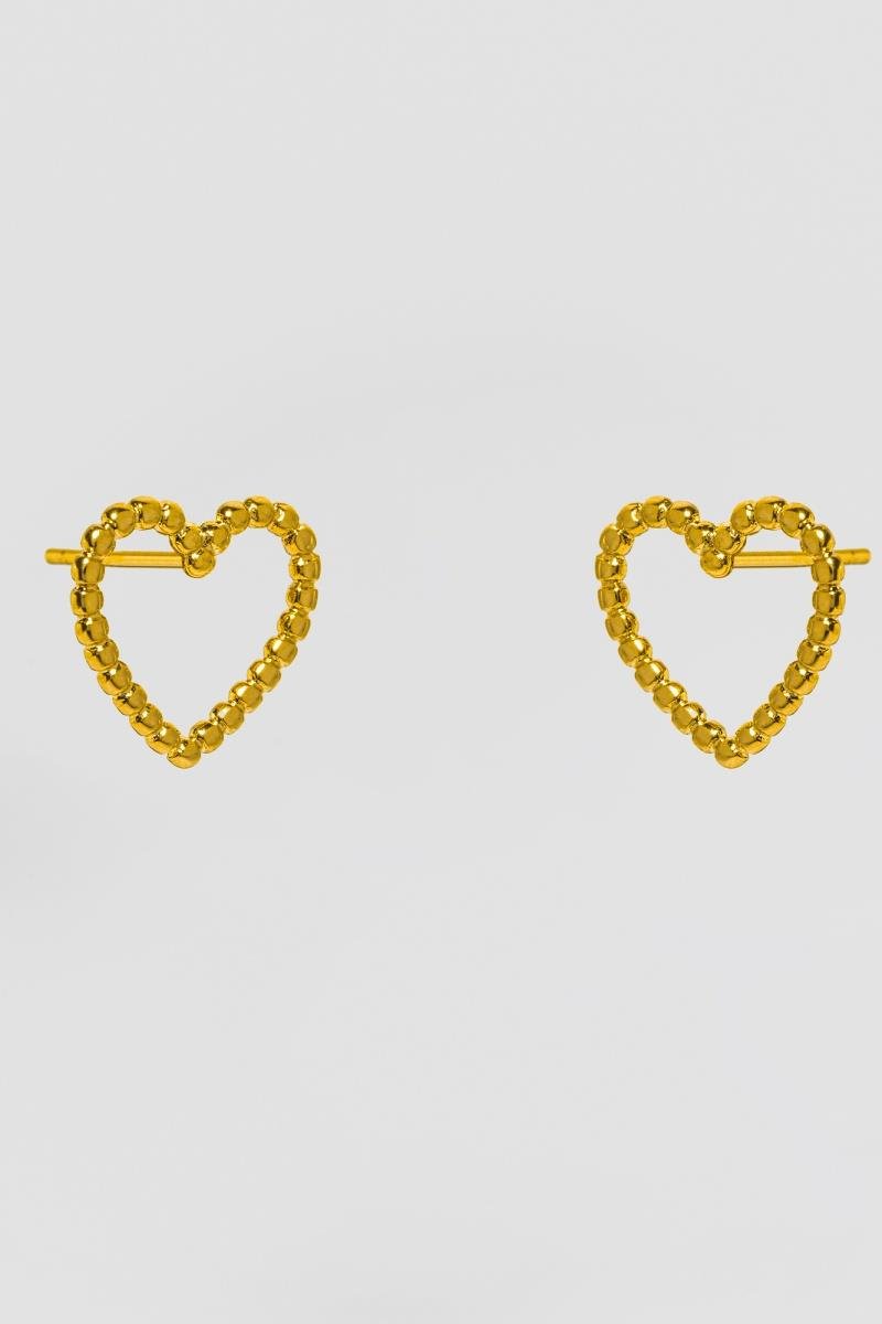 BRINCO DE CORAÇÃO BOLEADO VAZADO 12X13MM OURO