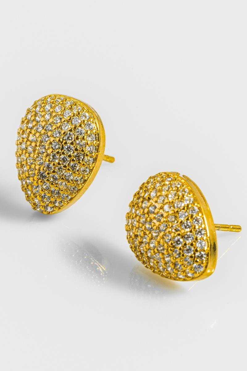 BRINCO DE GOTA CRAVEJADA EM ZIRCÔNIAS 14X11MM OURO