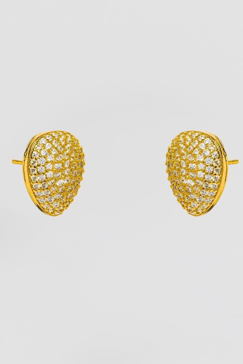 BRINCO DE GOTA CRAVEJADA EM ZIRCÔNIAS 14X11MM OURO