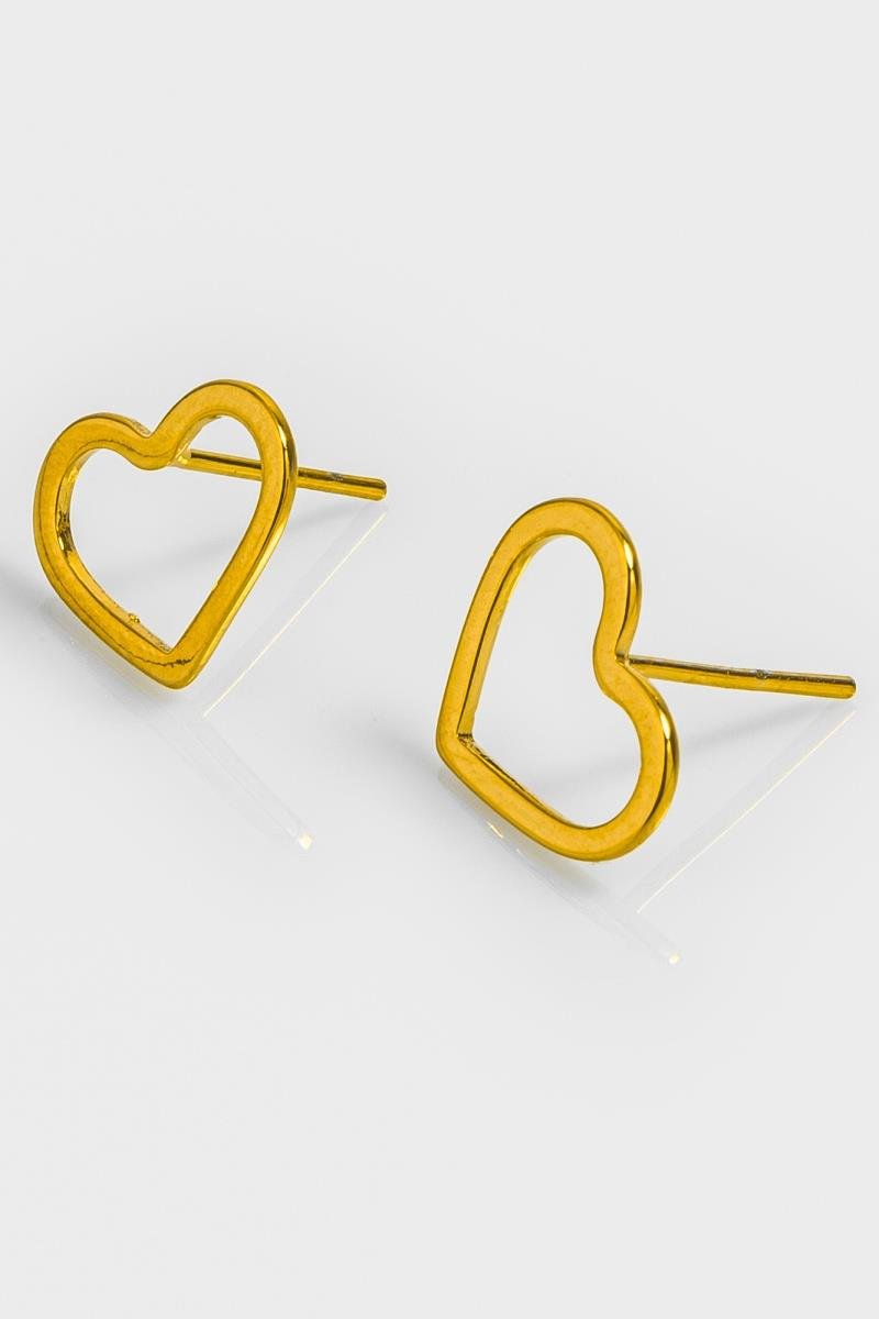BRINCO DE CORAÇÃO LISO VAZADO 10X13MM OURO