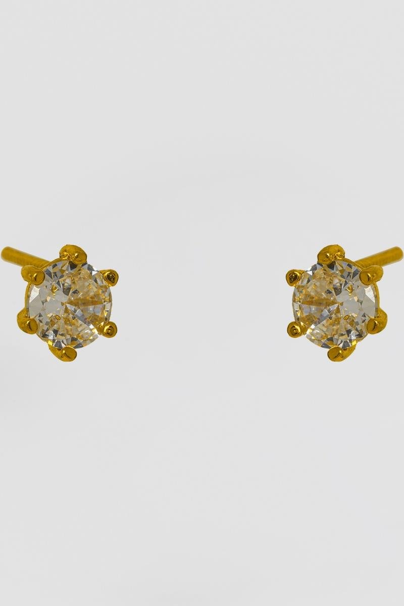 BRINCO PONTO DE LUZ ZIRCÔNIA 6MM COM SEIS GARRAS OURO