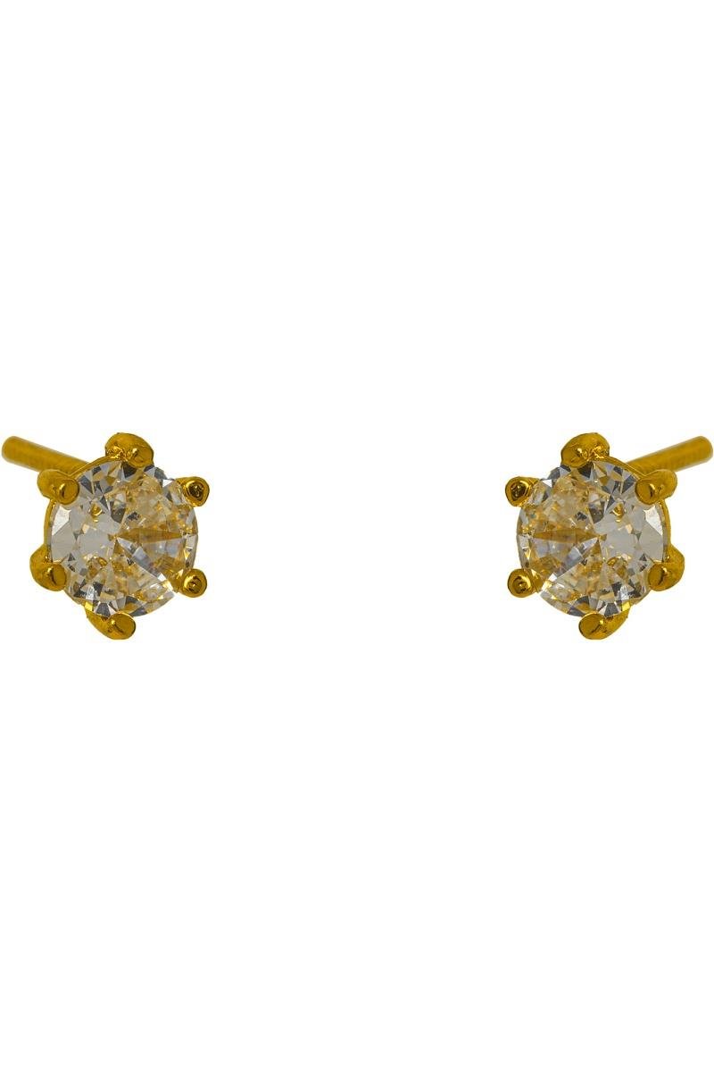 BRINCO PONTO DE LUZ ZIRCÔNIA 6MM COM SEIS GARRAS OURO
