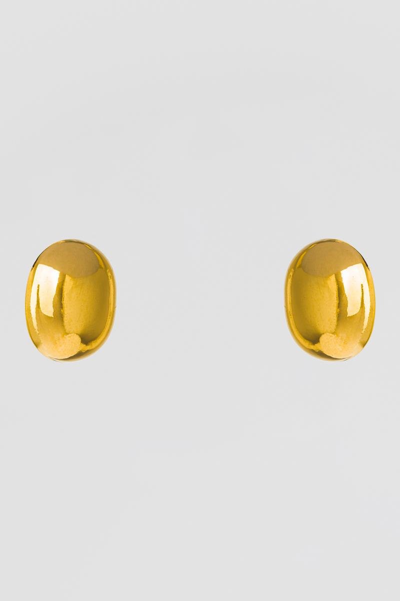 BRINCO ORGÂNICO OVAL LISO 20X25MM OURO