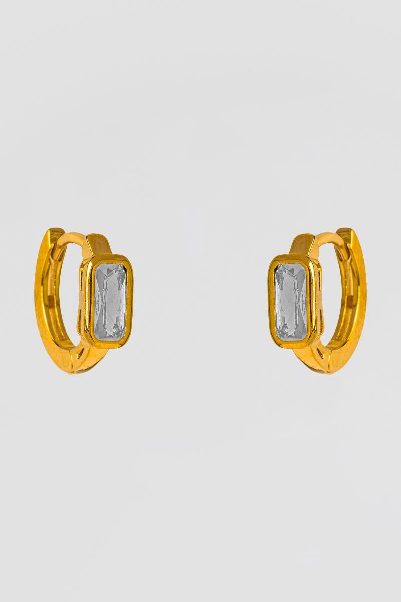 BRINCO CLICK COM ZIRCÔNIA RETANGULAR CRISTAL 11MM OURO