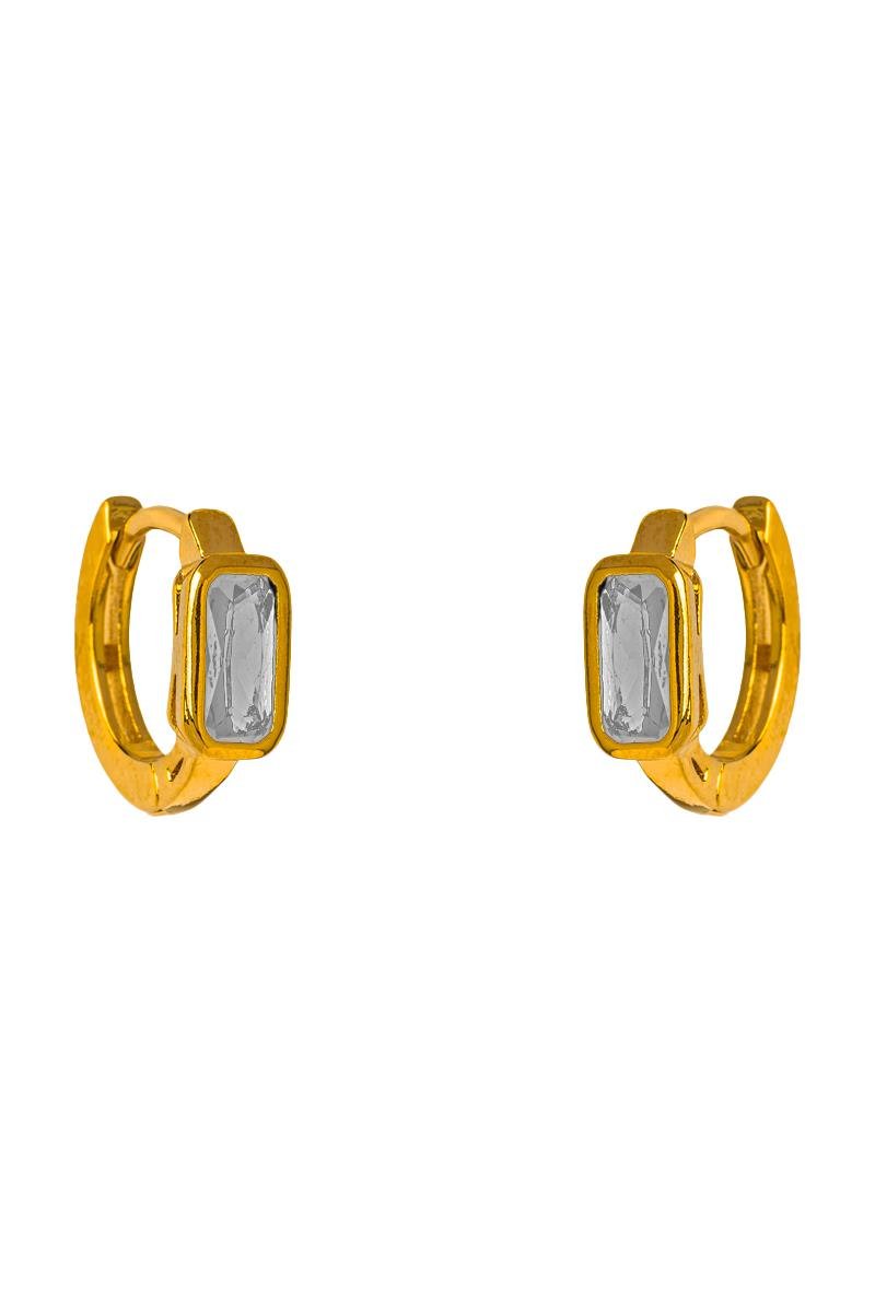 BRINCO CLICK COM ZIRCÔNIA RETANGULAR CRISTAL 11MM OURO