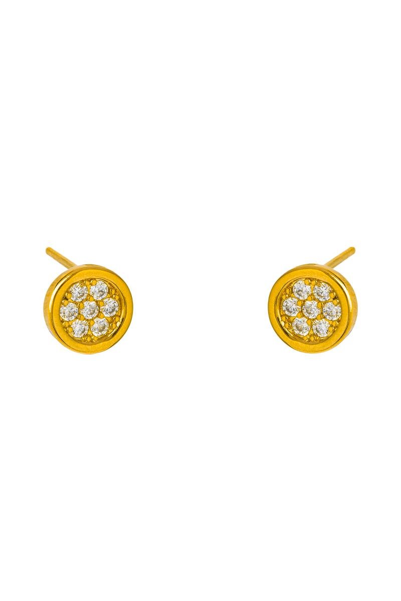 BRINCO REDONDO CRAVEJADO EM ZIRCÔNIAS 8MM LATERAL LISA OURO
