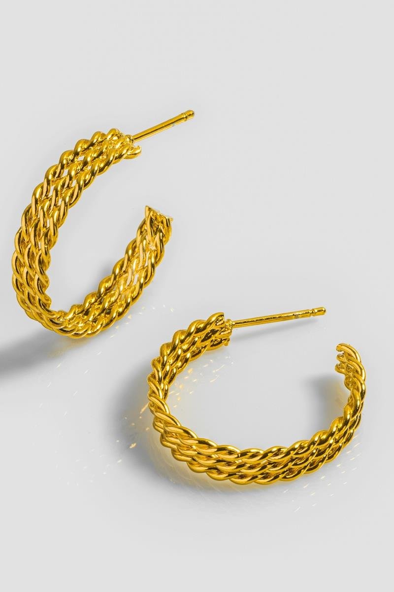 BRINCO ARGOLA TRÊS FIOS TORCIDO 26MM OURO