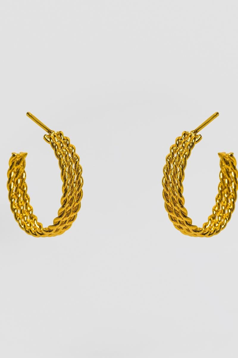 BRINCO ARGOLA TRÊS FIOS TORCIDO 26MM OURO