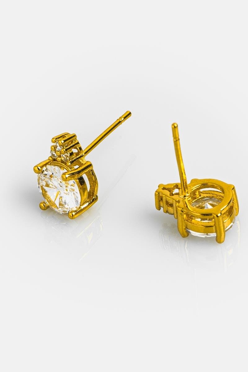 BRINCO PONTO DE LUZ 6MM TRIO DE ZIRCÔNIAS OURO