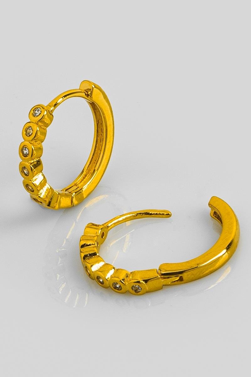 BRINCO CLICK COM ZIRCÔNIAS CRAVAÇÃO INGLESA 14MM OURO