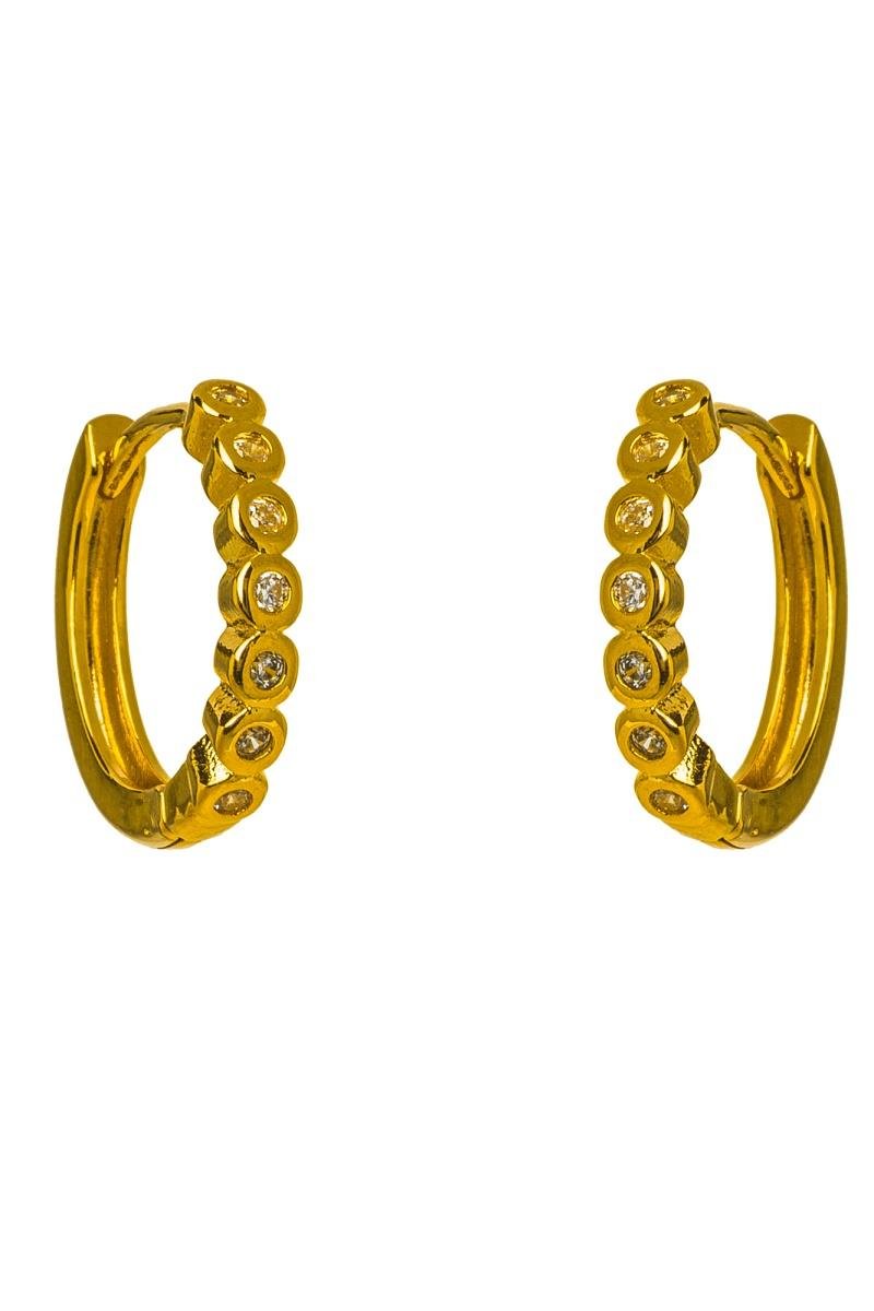 BRINCO CLICK COM ZIRCÔNIAS CRAVAÇÃO INGLESA 14MM OURO