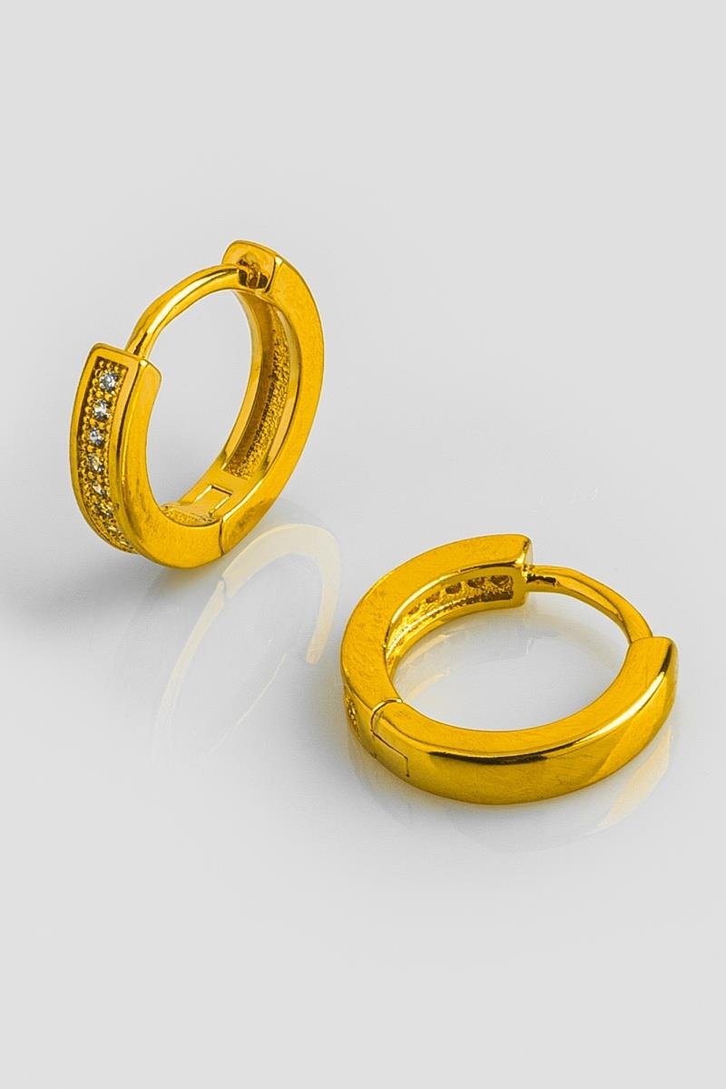 BRINCO CLICK CRAVEJADO EM ZIRCÔNIAS DETALHE BOLEADO 13MM OURO