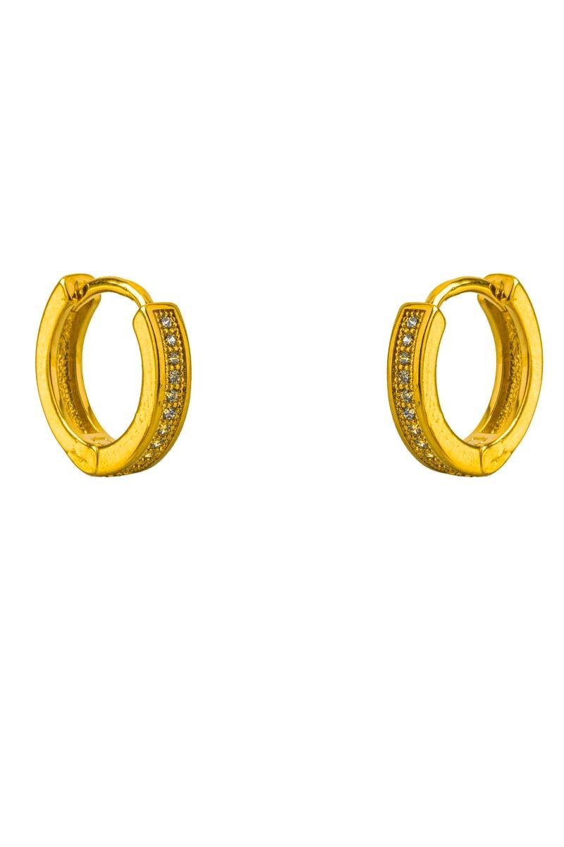 BRINCO CLICK CRAVEJADO EM ZIRCÔNIAS DETALHE BOLEADO 13MM OURO