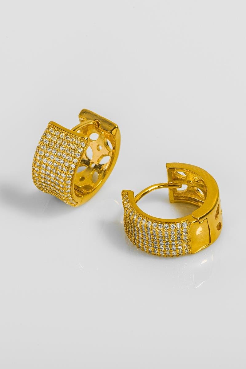 BRINCO ARGOLA CLICK OITO FIOS CRAVEJADO EM ZIRCÔNIAS 17MM OURO