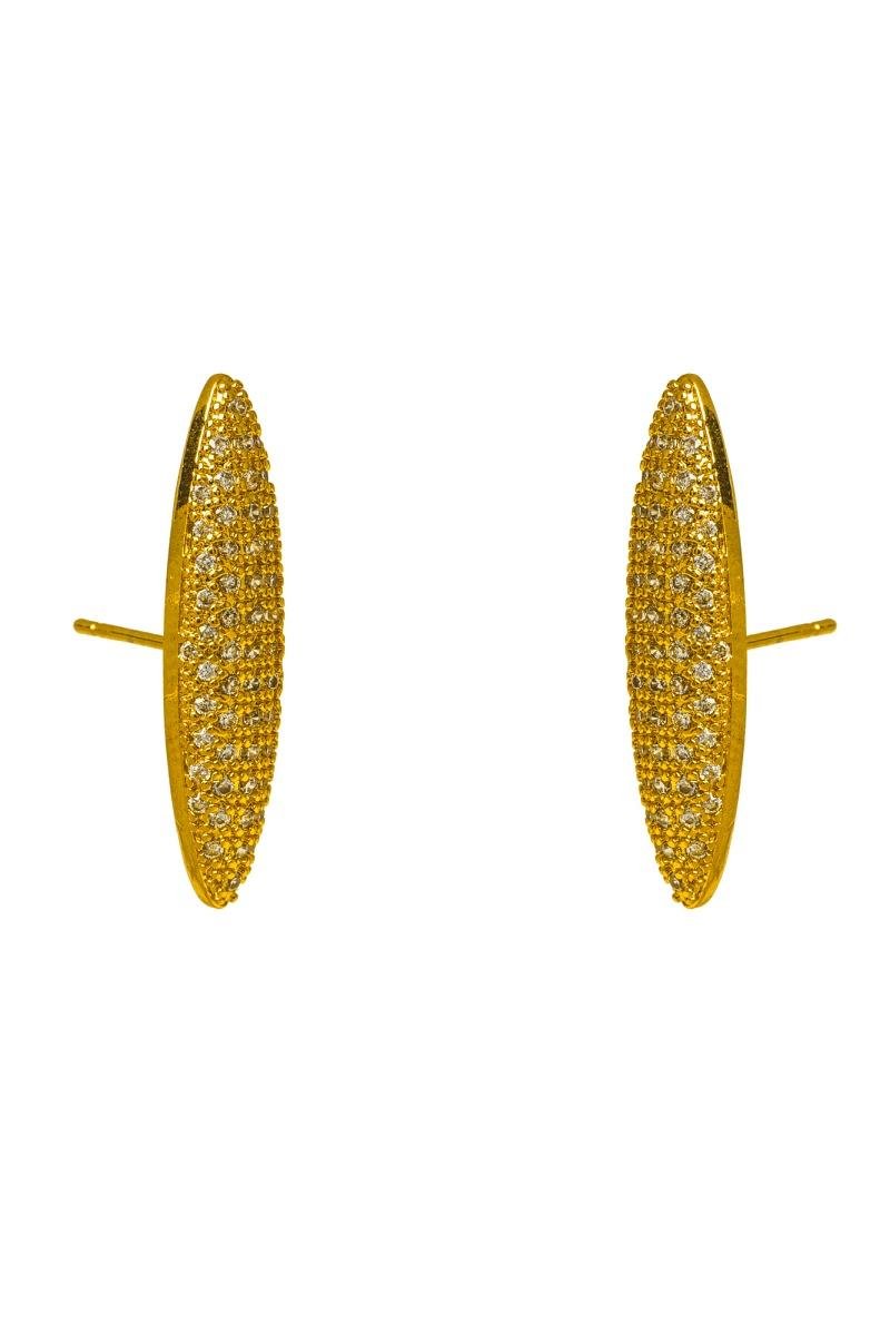 BRINCO LONGO CRAVEJADO EM ZIRCÔNIAS 26X6MM OURO