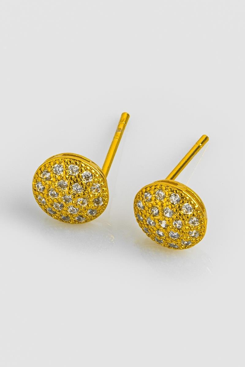 BRINCO REDONDINHO CRAVEJADO EM ZIRCÔNIAS 8MM OURO