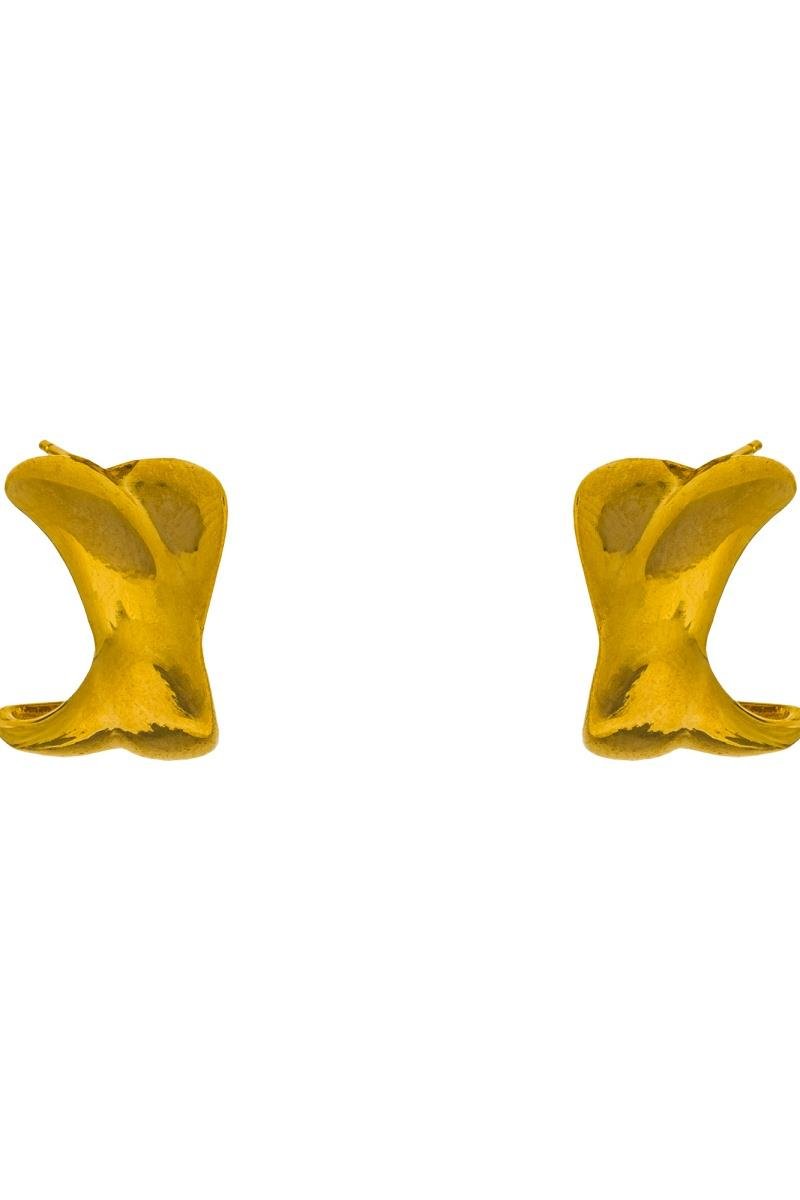 BRINCO MEIA ARGOLA FIO DUPLO LISO 17MM OURO