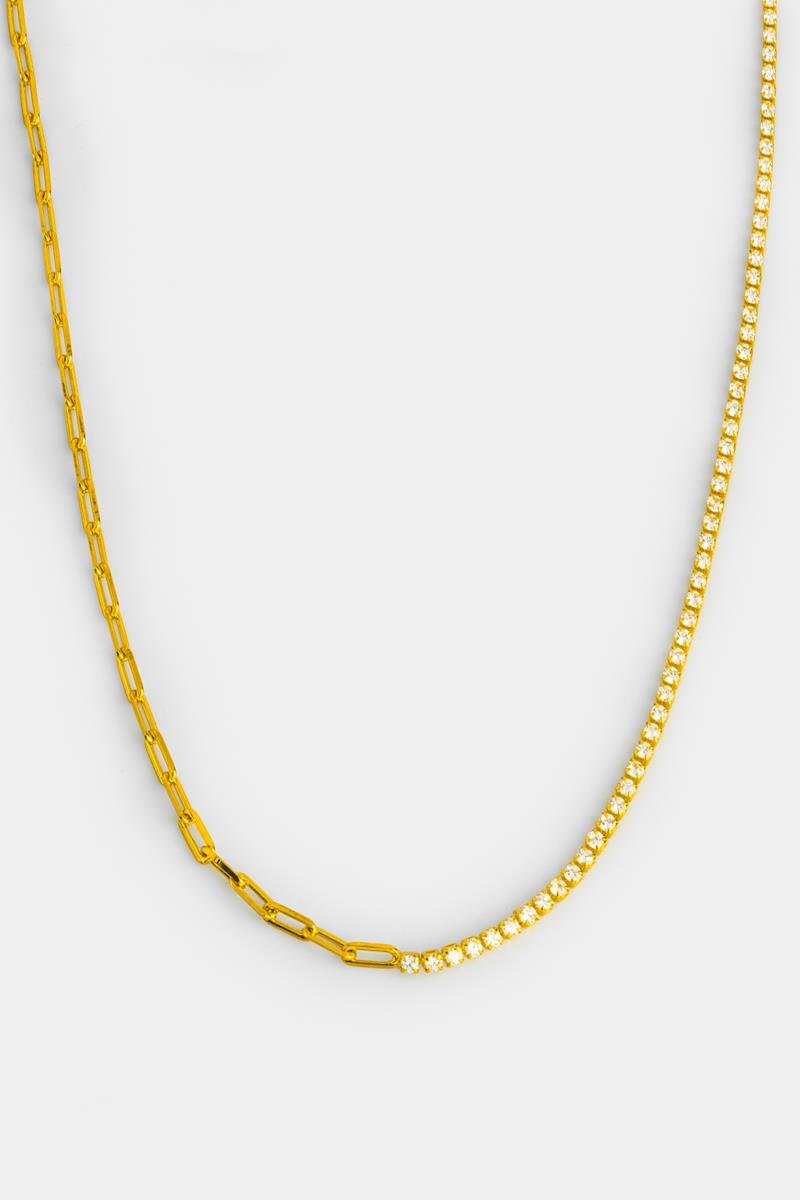 COLAR CHOKER RIVIERA ZIRCÔNIAS 2MM CORRENTE ELO OVAL OURO