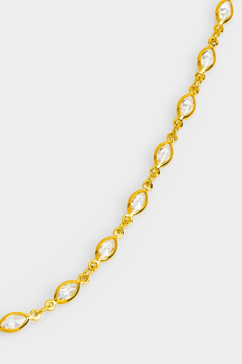 COLAR ZIRCÔNIAS DE NAVETE 43CM OURO