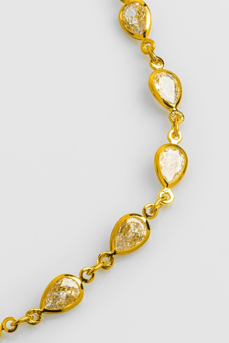 COLAR ZIRCÔNIAS DE GOTA 42CM OURO