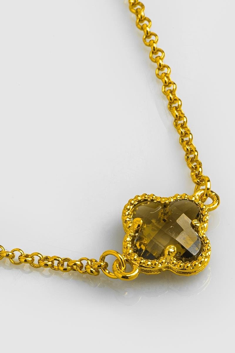 COLAR DE TREVO FUMÊ ELO PORTUGUÊS 40CM OURO