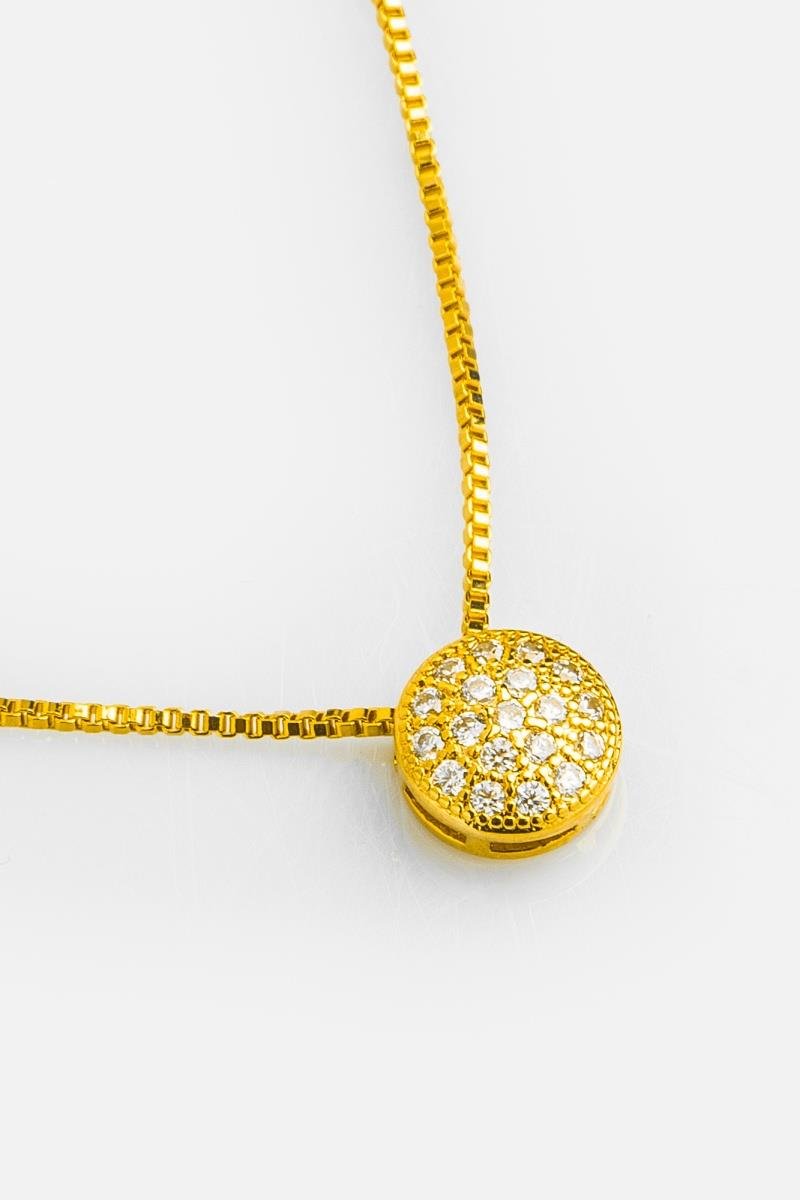 COLAR REDONDINHO CRAVEJADO EM ZIRCÔNIAS 7MM OURO