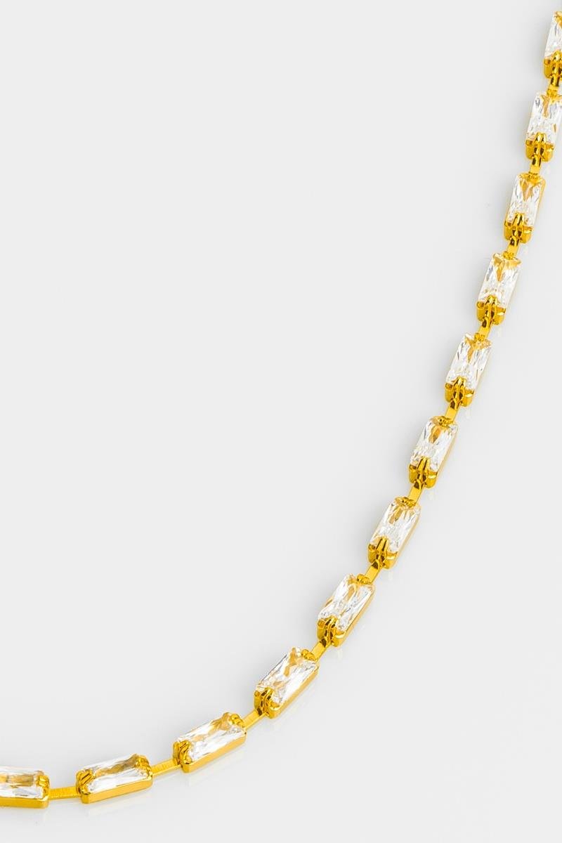 COLAR ZIRCÔNIAS DE BAGUET 43CM OURO