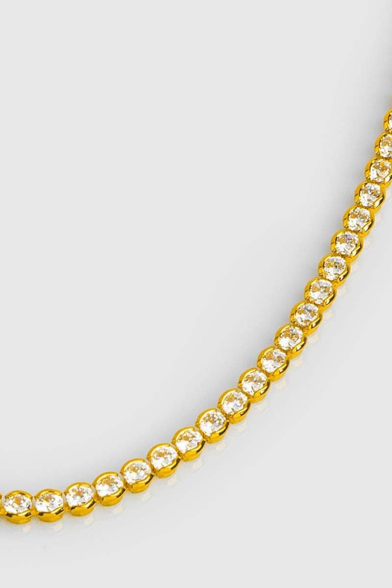 COLAR RIVIERA COM ZIRCÔNIAS REDONDINHAS 42CM OURO