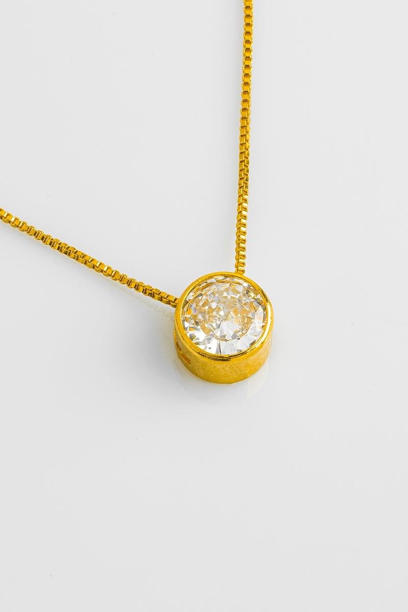 COLAR PONTO DE LUZ ZIRCÔNIA CRAVAÇÃO INGLESA 9MM OURO