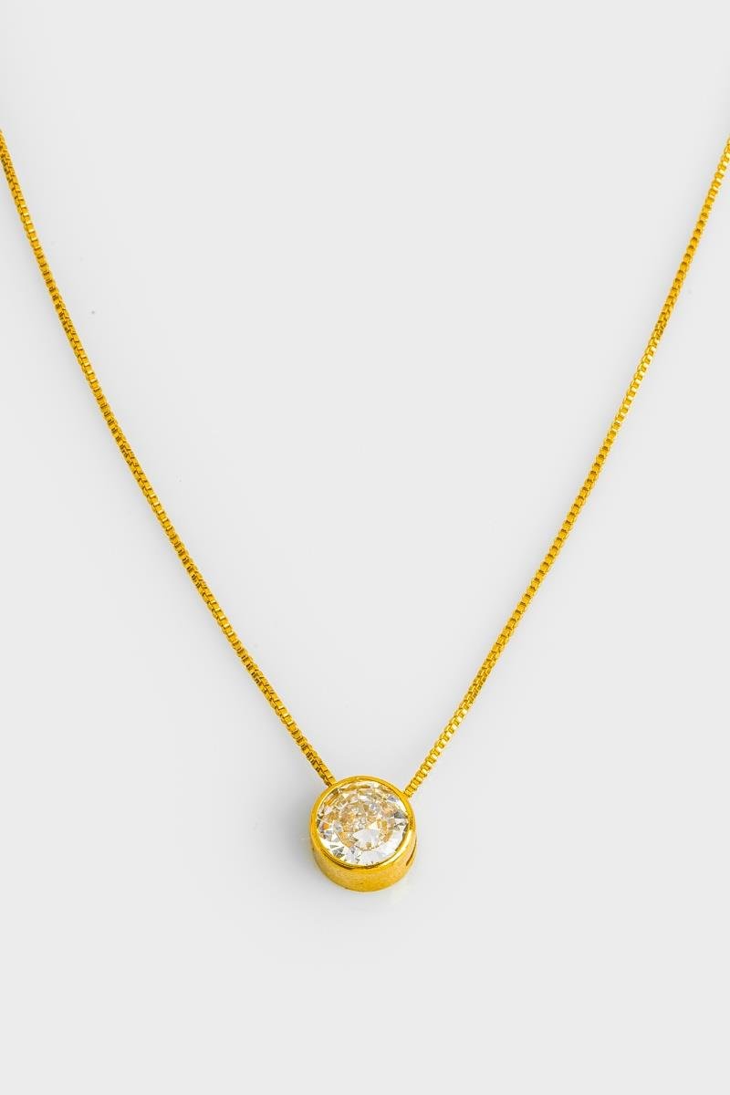 COLAR PONTO DE LUZ ZIRCÔNIA CRAVAÇÃO INGLESA 9MM OURO