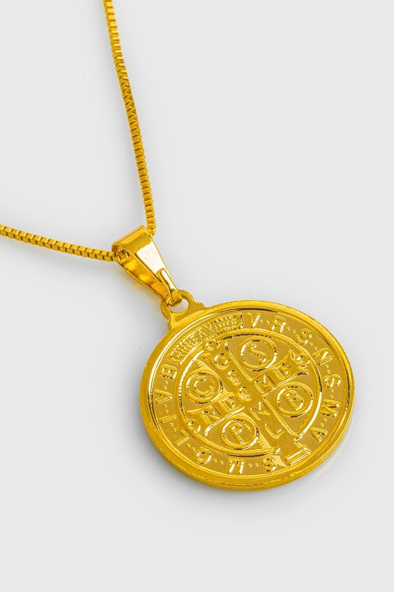COLAR DE SÃO BENTO 25MM CORRENTE DE VENEZIANA OURO