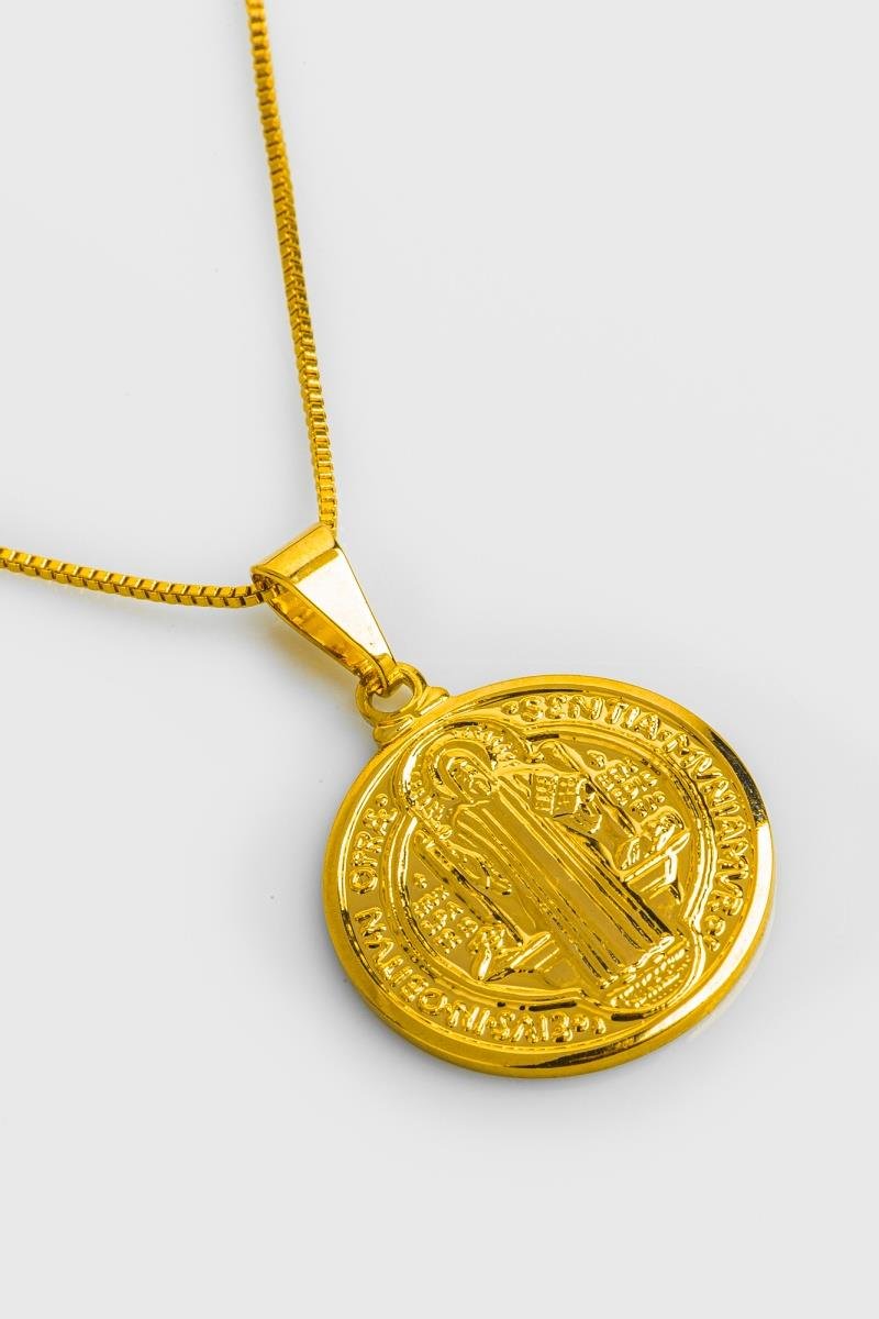 COLAR DE SÃO BENTO 25MM CORRENTE DE VENEZIANA OURO